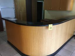 U SHAPED RECEPTION DESK 10' X 6 1/2' X 44" H WITH SECRETARY CHAIR