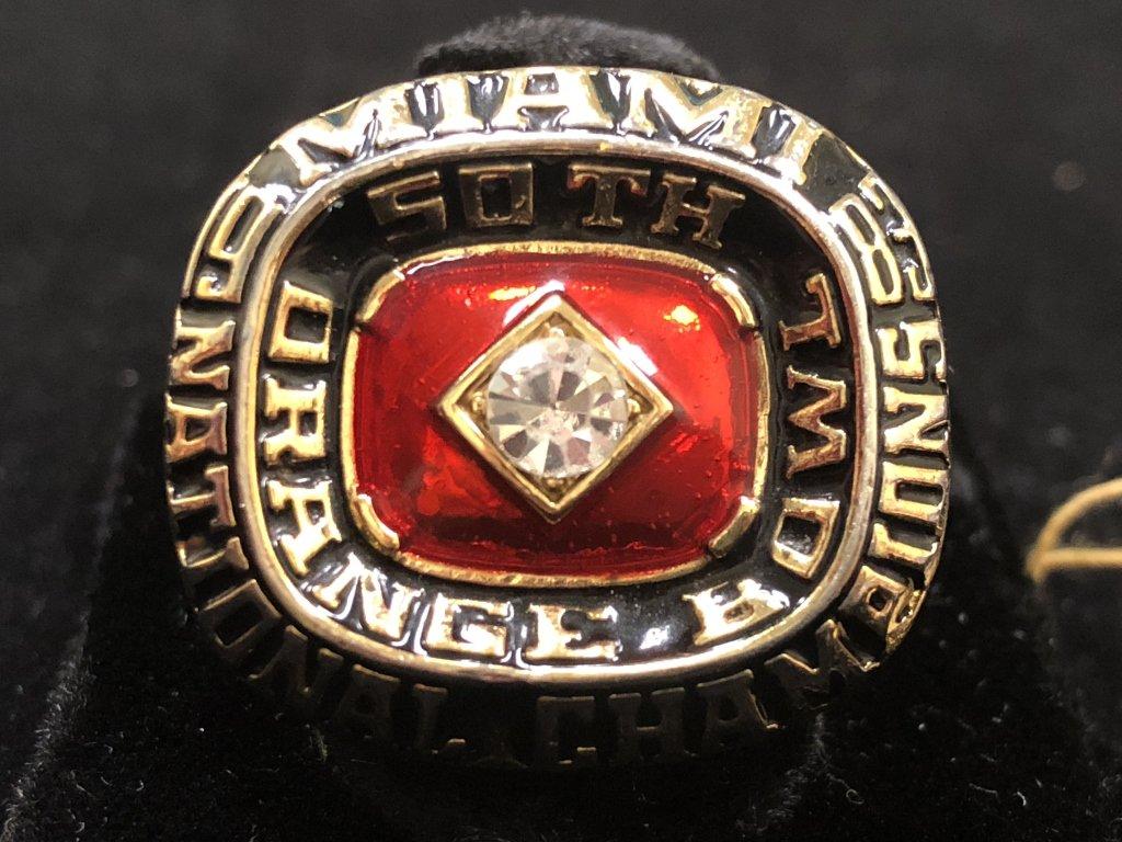 1983 MIAMI HURRICANES 50TH ORANGE BOWL NATIONAL CHAMPIONSHIP RING (REPLICA)