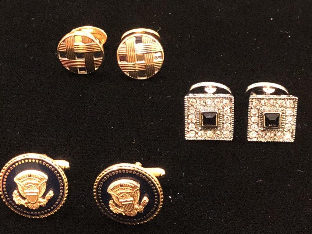 PAIRS OF CUFFLINKS INCLUDING BILL CLINTON VIP COBALT CUFFLINKS