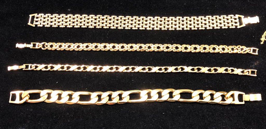 LOT CONSISTING OF (4) MEN'S 8" GOLD TONE BRACELETS