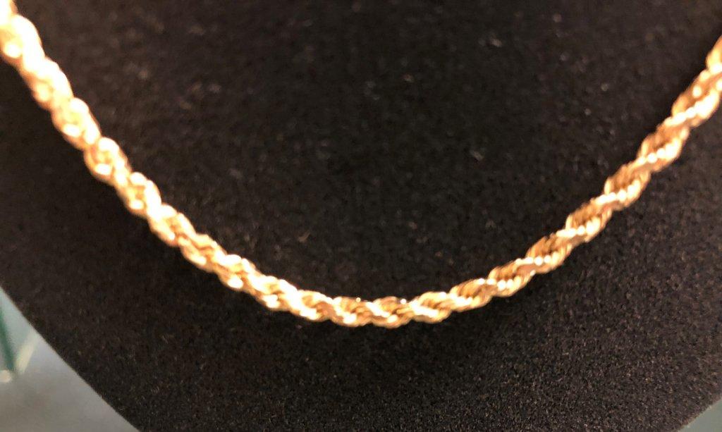 14K GOLD MEN'S ROPE 20" CHAIN NECKLACE
