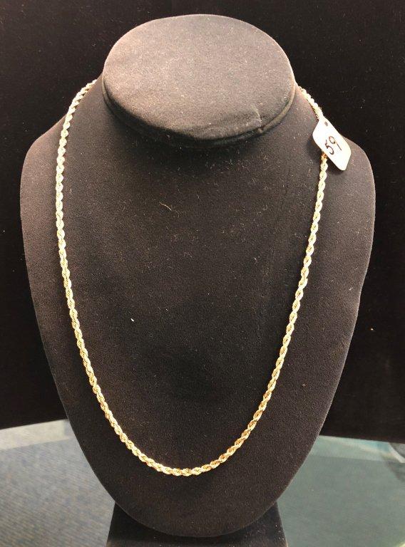 14K GOLD MEN'S ROPE 20" CHAIN NECKLACE