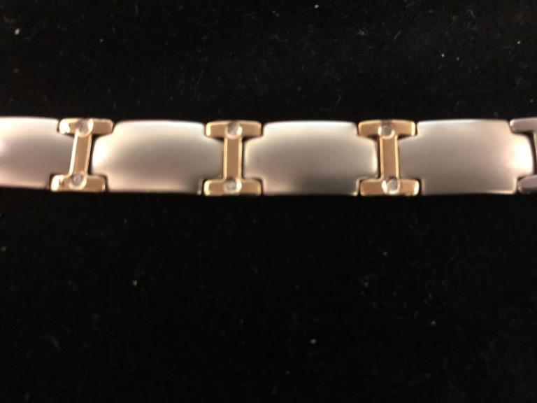 STAINLESS STEEL W/18K GOLD PLATED MEN'S 7" BRACELET