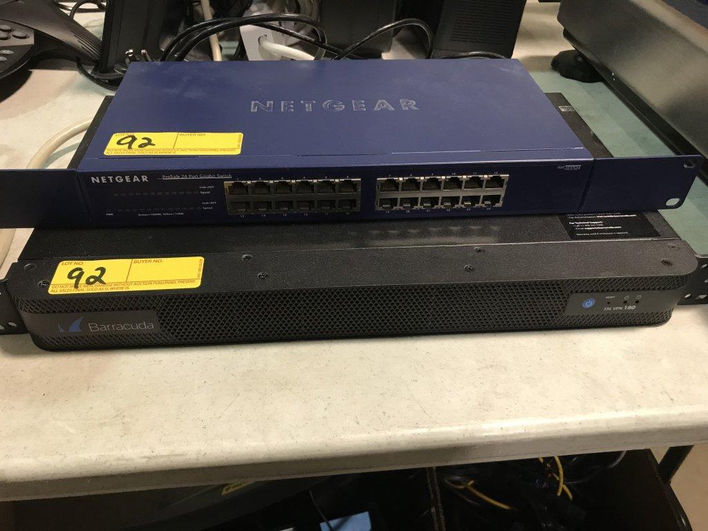 LOT CONSISTING OF: (1) BARRACUDA NETWORKS SSL VPN 180 AND NETGEAR GB 24 PORT SWITCH