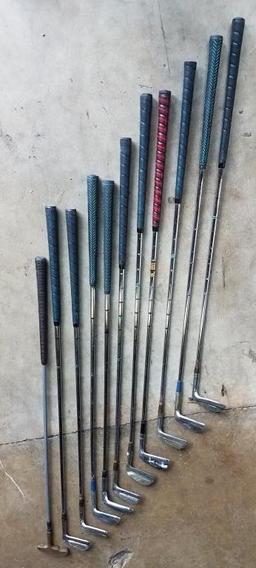 VINTAGE GOLF BAG INCLUDES (11) GOLF CLUBS