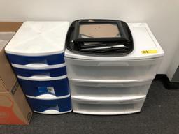 LOT CONSISTING OF: (2) PLASTIC STORAGE DRAWERS AND FRAMES