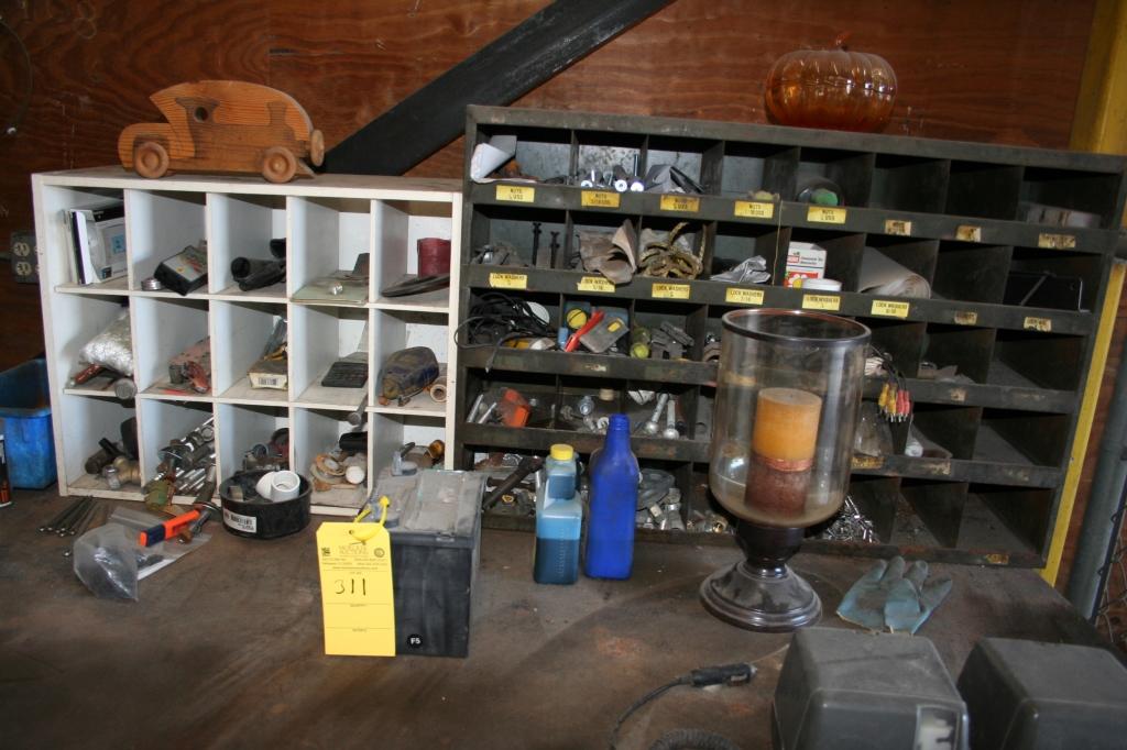 LOT CONSISTING OF METAL WORK BENCH AND CONTENTS