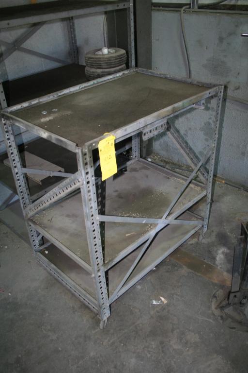 LOT CONSISTING OF ROLLING TABLE, SHELVING UNIT