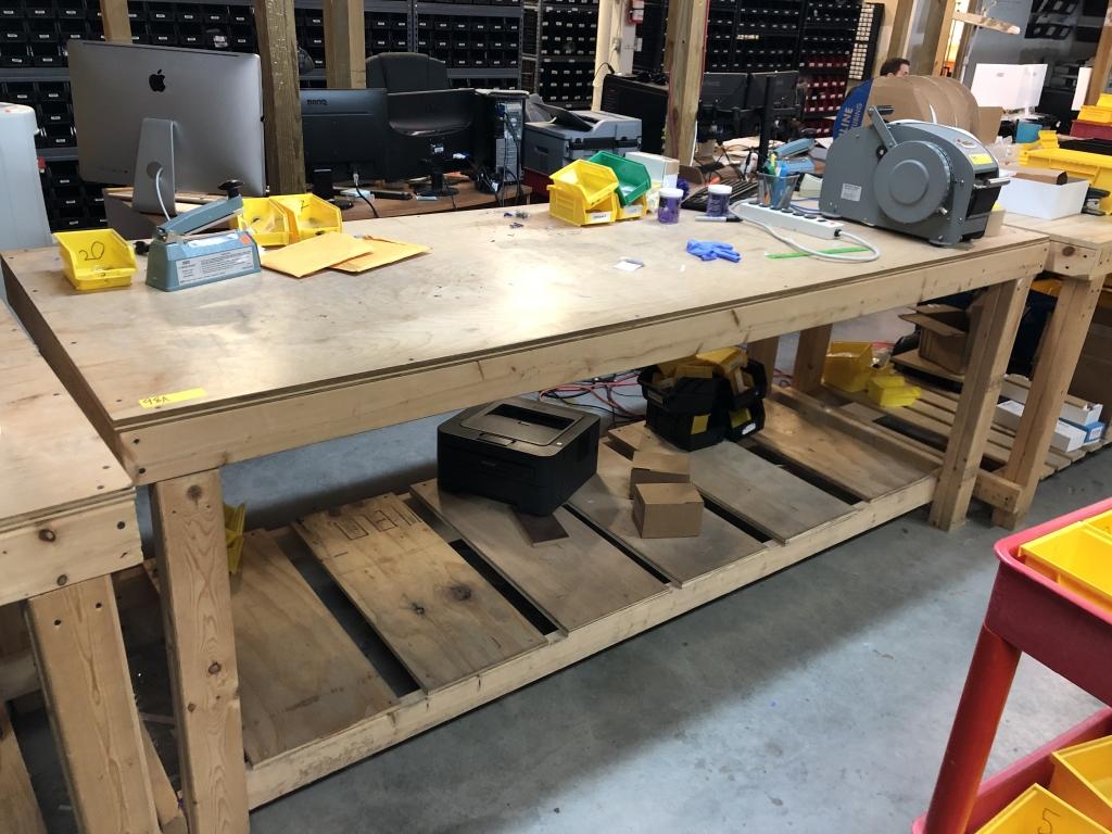 WOOD WORK TABLE 8' X 3' X 37"H
