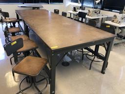WOOD-TOPPED, METAL FRAMED WORK BENCHES