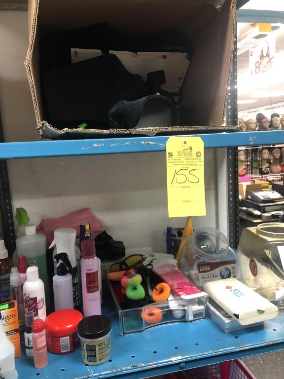 LOT CONSISTING OF COUNTER TOP DISPLAYS, OPEN HAIR PRODUCTS, WIG BAGS, JEWELRY DISPLAYS AND MISC.