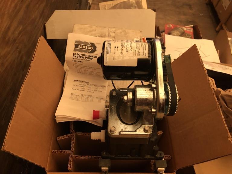 PALLET CONSISTING OF ELECTRIC WATER SYSTEM PUMPS, BRONZE CLUTCH PUMPS, O-RING SEALS,