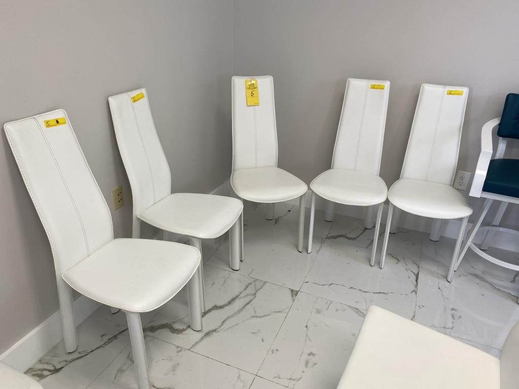 WHITE LEATHER DINING CHAIRS