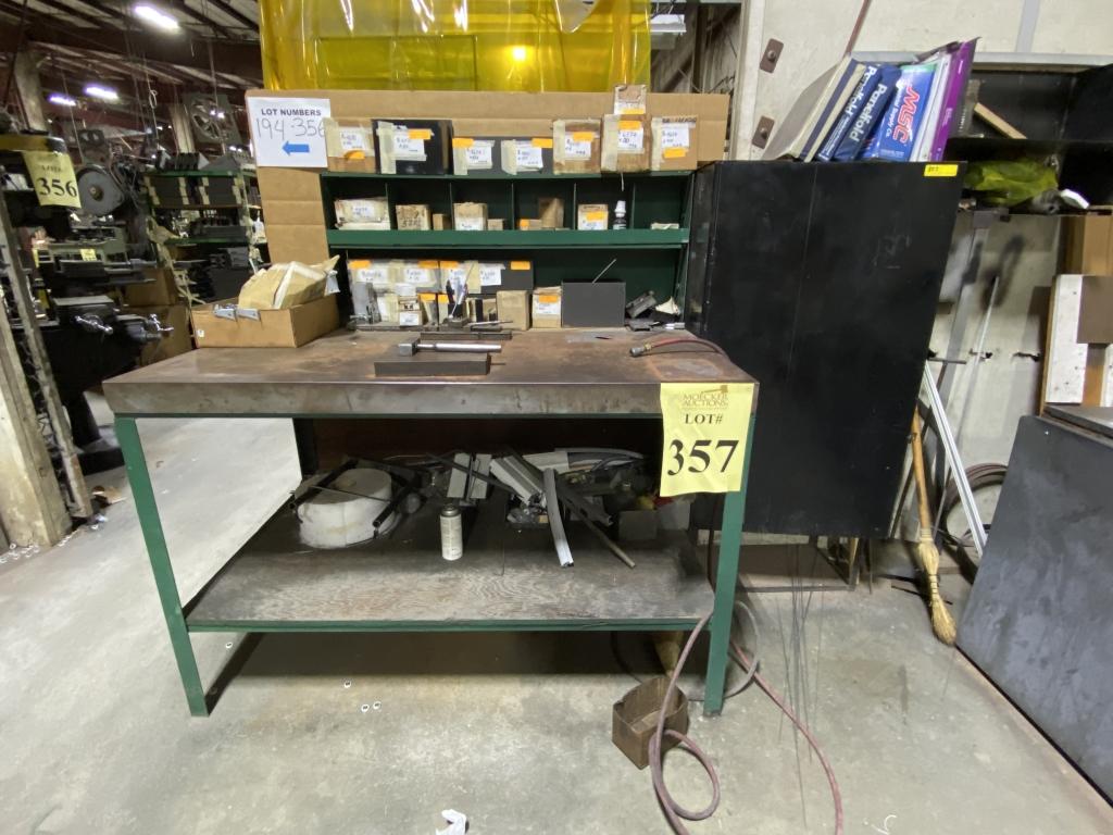 METAL WORK BENCH WITH CONTENTS OF PARTS,