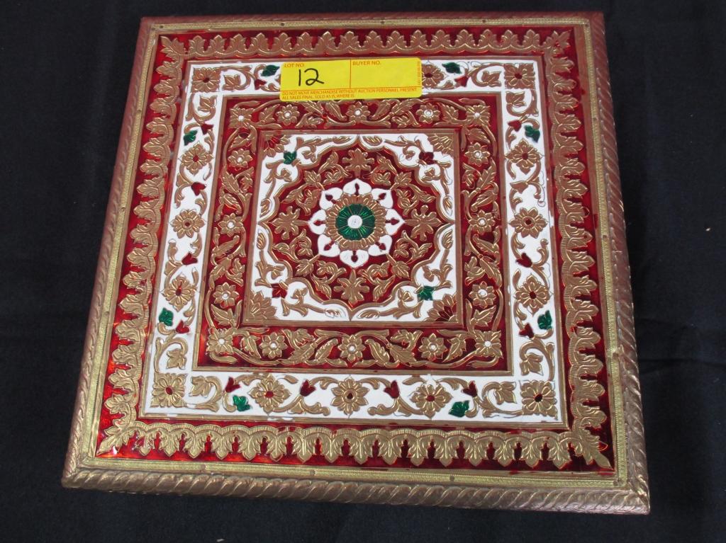 INLAID DECORATIVE BOX WITH FOREIGN COINS