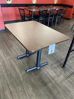 FORMICA TABLES, DUAL STEEL PEDESTALS, 42" X 30"