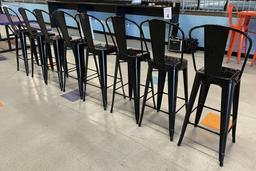 METAL FRAMED BAR HEIGHT CHAIRS AND TABLE