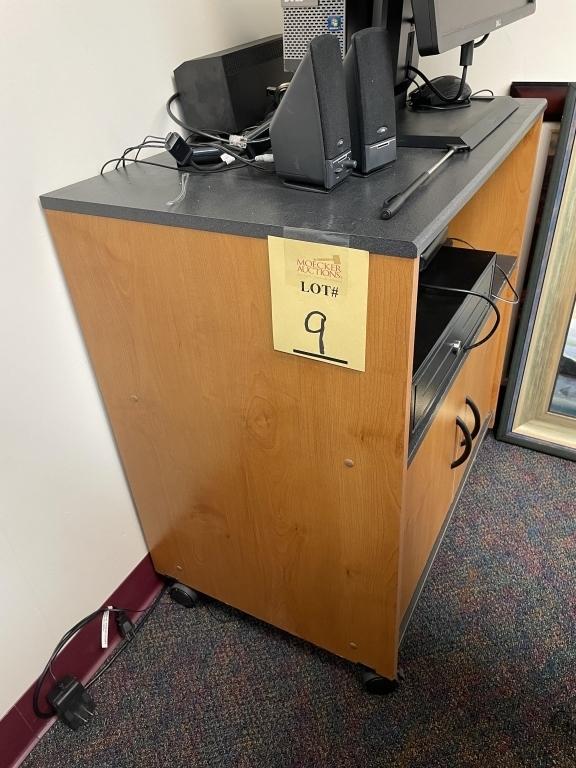 LOT CONSISTING OF CREDENZA AND ROLLING COMPUTER