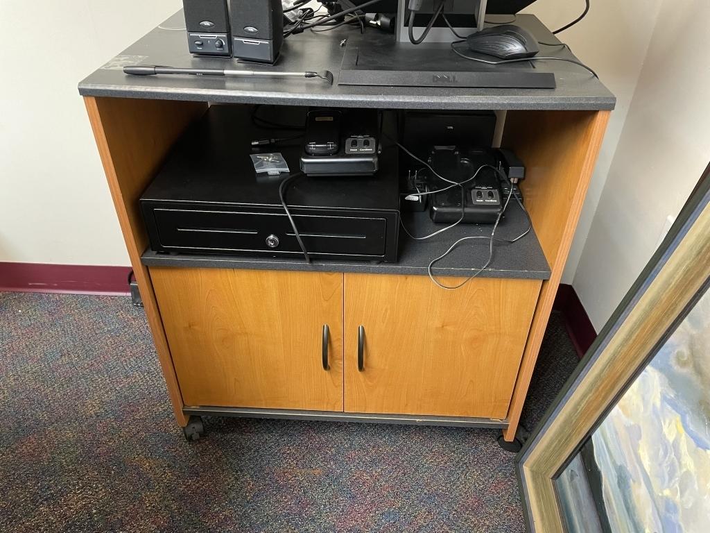 LOT CONSISTING OF CREDENZA AND ROLLING COMPUTER