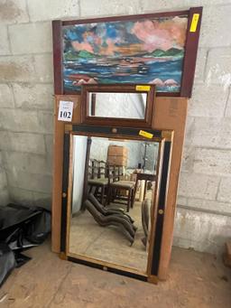 LOT CONSISTING OF FRAMED MIRRORS AND PAINTING