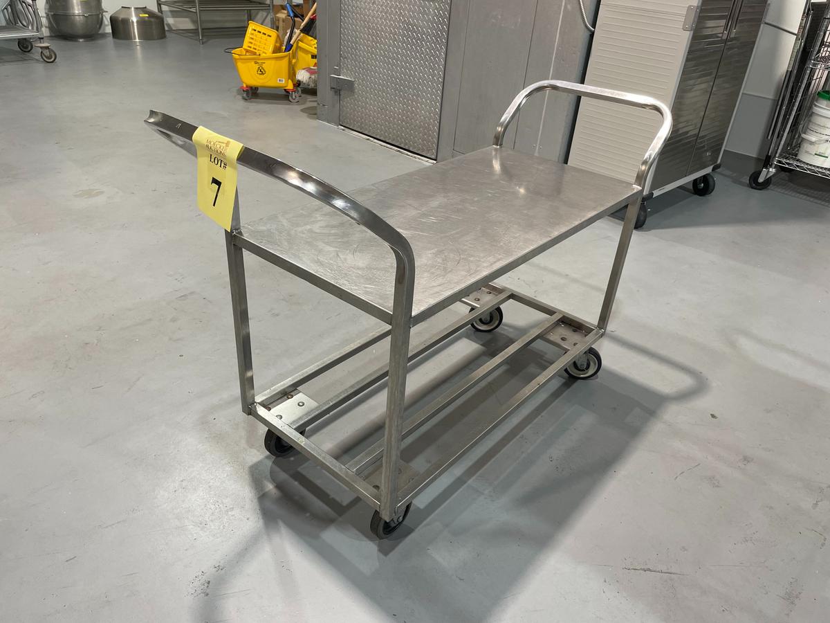 STAINLESS STEEL PRODUCT CART ON CASTERS