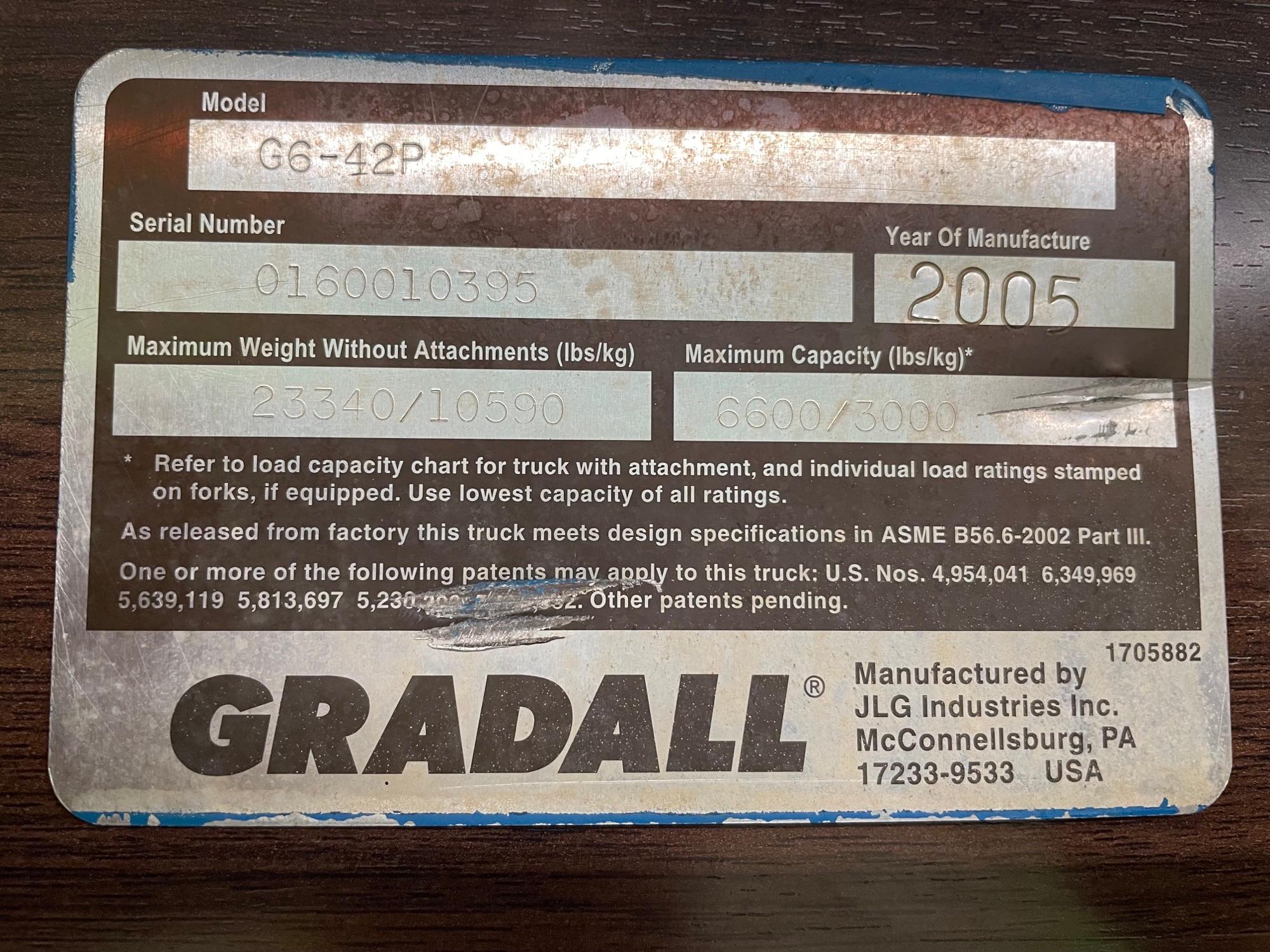 2005 JLG GRADALL MODEL G6-42P TELEHANDLER