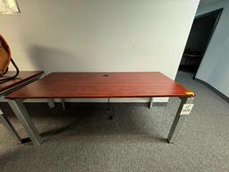 WOOD AND METAL OFFICE TABLE