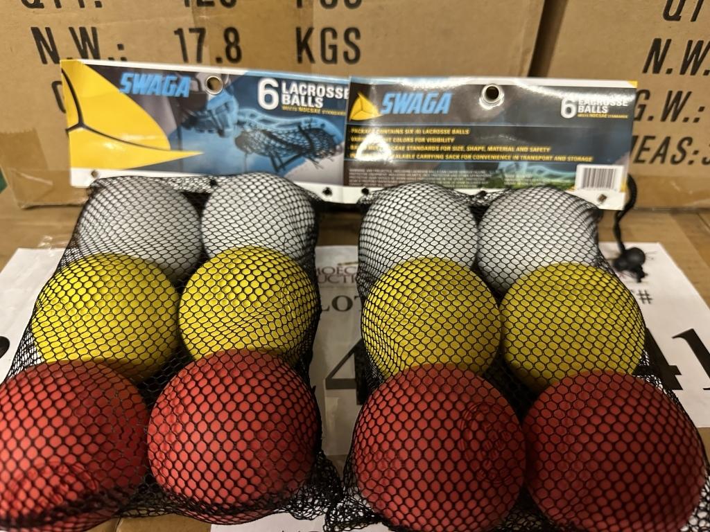 SWAGA LACROSSE BALLS PACKS (6 BALLS PER PACK) (NEW) (YOUR BID X QTY = TOTAL $)