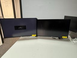 DUAL LG 27" MONITORS ON DESK MOUNT