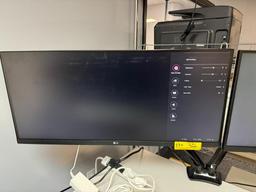 DUAL LG 29" MONITORS ON DESK MOUNT