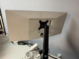 DUAL LG 29" MONITORS ON DESK MOUNT