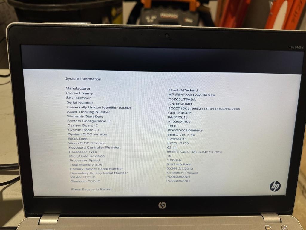 HP FOLIO 9470M CORE i5 8GB RAM, 180GB SSD