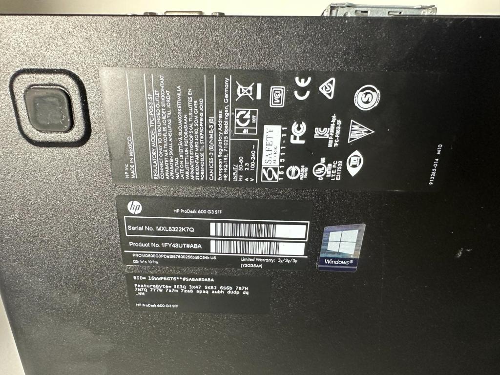 HP 600 G3, SFF CORE I5-7TH,8GB, 256GB SSD