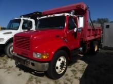 1999 International 4700 single axle dump truck, DT466E diesel, 6spd, no air brakes, Warren 10ft body