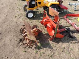 Allis Chalmers B110 Riding Lawn Tractor with Tiller, sickle mower, and snow