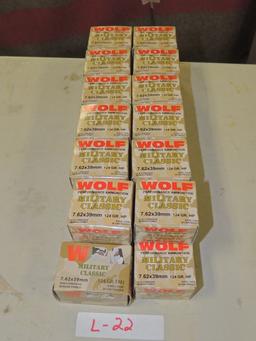 25 boxes of 20 per box wolf 7.62x39mm 124 gr. HP, steel case and 1 box of 2