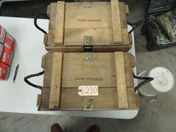 2 hand grenade wooden crates