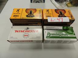 4 boxes 50 per box browning 9mm luger 115 gr, FMJ and 1 box of 50 remington