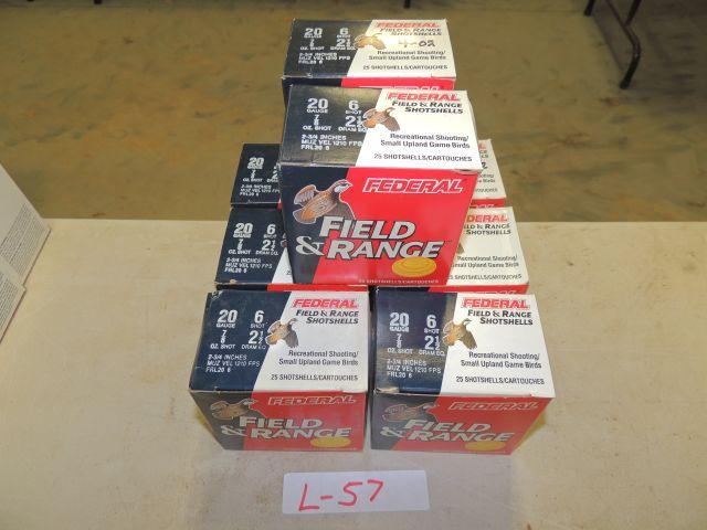 8 boxes 25 per box federal 20 ga. 2 3/4 in.. 7/8 oz. 6 shot