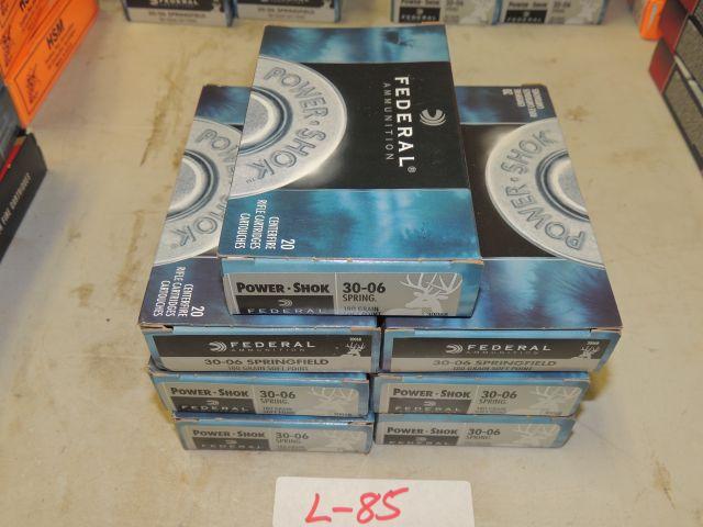 7 boxes 20 per box federal 30-06 spring 180 gr. soft point