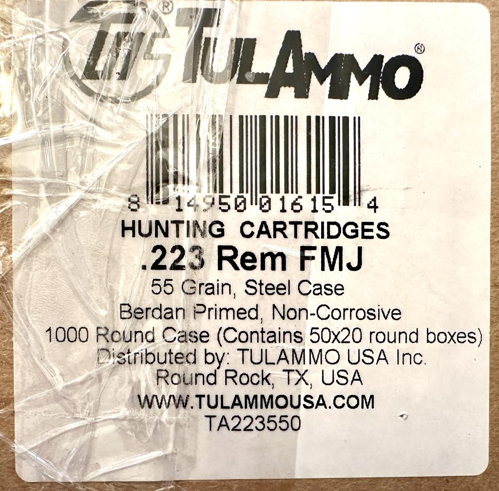 TUL AMMO - .223 Remington 1000 Round Case