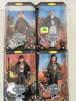 Mattel Harley Davidson Barbie Dolls (set Of 4) Includes No. 1