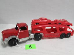 Vintage 1950's Hubley #492 Kiddie Toy Car Hauler Transport 14"