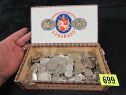 Estate Found Box ($108) Face Value All 90% Silver US Coins Dollars, Halves, Etc.