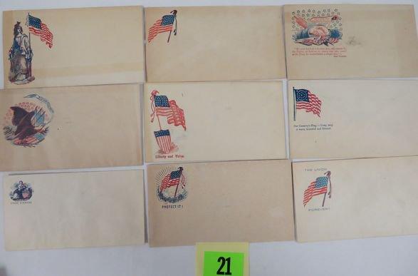 Lot of (9) Civil War Union Patriotic Covers / Envelopes