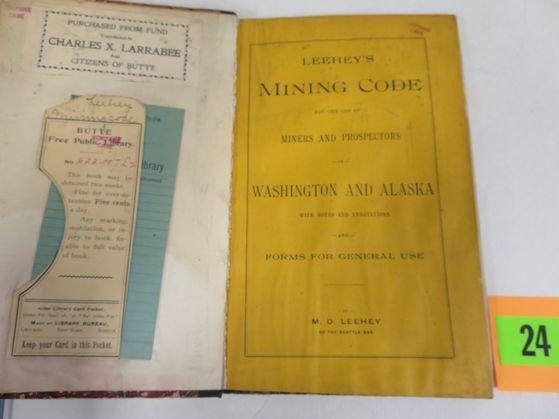 Early 1900s Leehey's Washington / Alaska Mining Code Hardcover Book