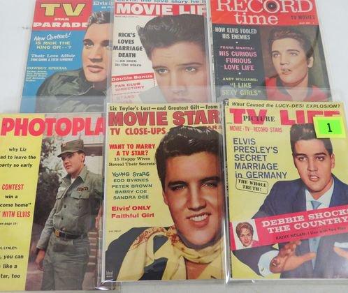 Lot of (6) Elvis Cover Magazines from Late 1950s- Early 1960s