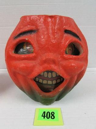 Large Sized Antique Paper Mache Halloween Jack O Lantern