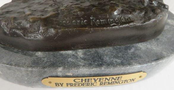 Excellent Frederick Remington Bronze Sculpture "Cheyenne" On Marble Base