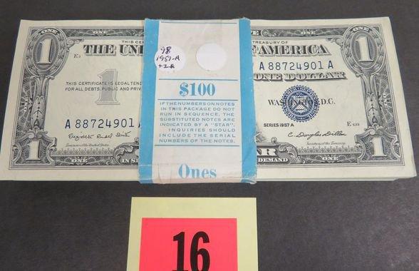 (98) 1957-A $1 Silver Certificates / Consecutive Numbers